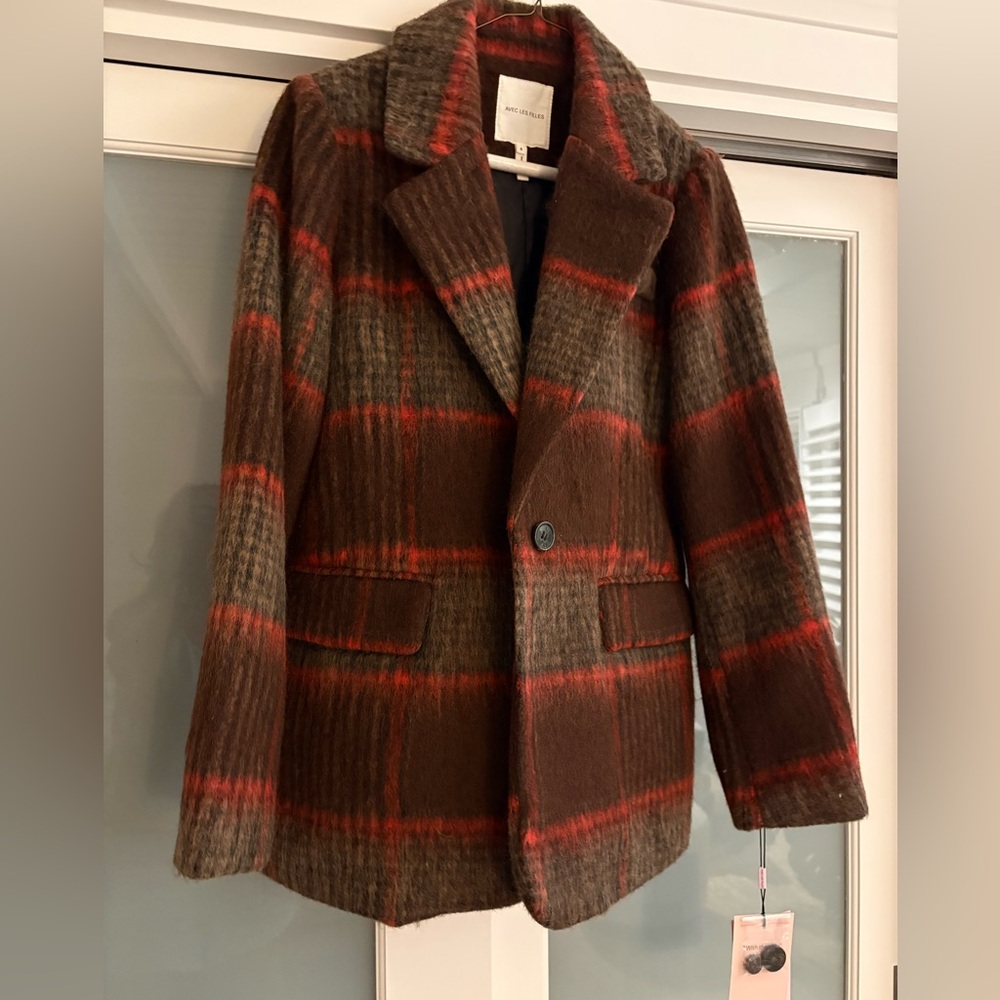 Avec Les Filles Brown and Red Plaid Jacket